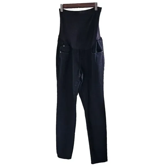 LED Luxe Essential Denim Maternity Skinny Ankle Jeans Women's Size 31 Black - Picture 2 of 5